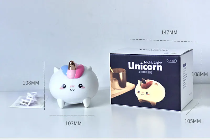Unicorn Silicone LED Night Light Touch Sensor Baby Light Warm Lighting for Kid Bedroom Decorate Night Lamps Birthday Gift (6)