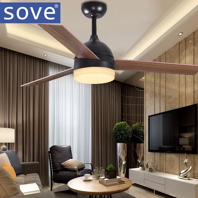 Modern Vintage Black Ceiling Fan With Lights Remote Control 220 Volt Modern Vintage Black Ceiling Fan With Lights Remote Control 220 Volt Led Light Bulbs Bedroom