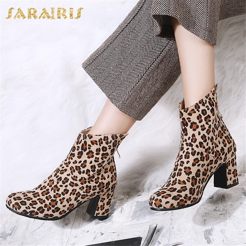 

SARAIRIS 2018 Plus Size 33-47 Dropship Zip Up Ankle Boots Woman Shoes Chunky Heels New Fashion Shoes Women Boots