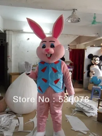 Супер милый Пасхальный кролик Банни талисмана Розовый морковь кролик мультфильм Mascotte наряд костюм EMS SW 28