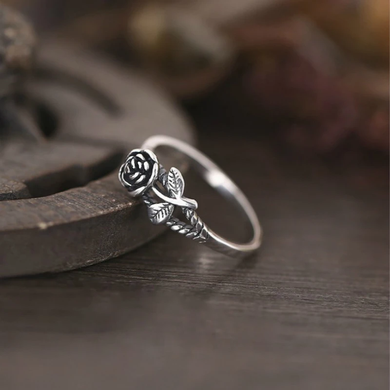 

Silber Farbe Rose Blume Ringe Frauen Liebhaber Engagement Geschenk Romantische Mode Schmuck Geschenk Pflanze Blume Ring
