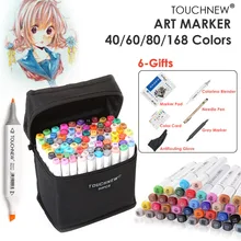 TOUCHNEW 40/60/80/168 Цвет маркер для белой доски, набор ручек для набросков, Краски маркер для рисования шестой поколения анимации на спиртовой основе с 6 подарки