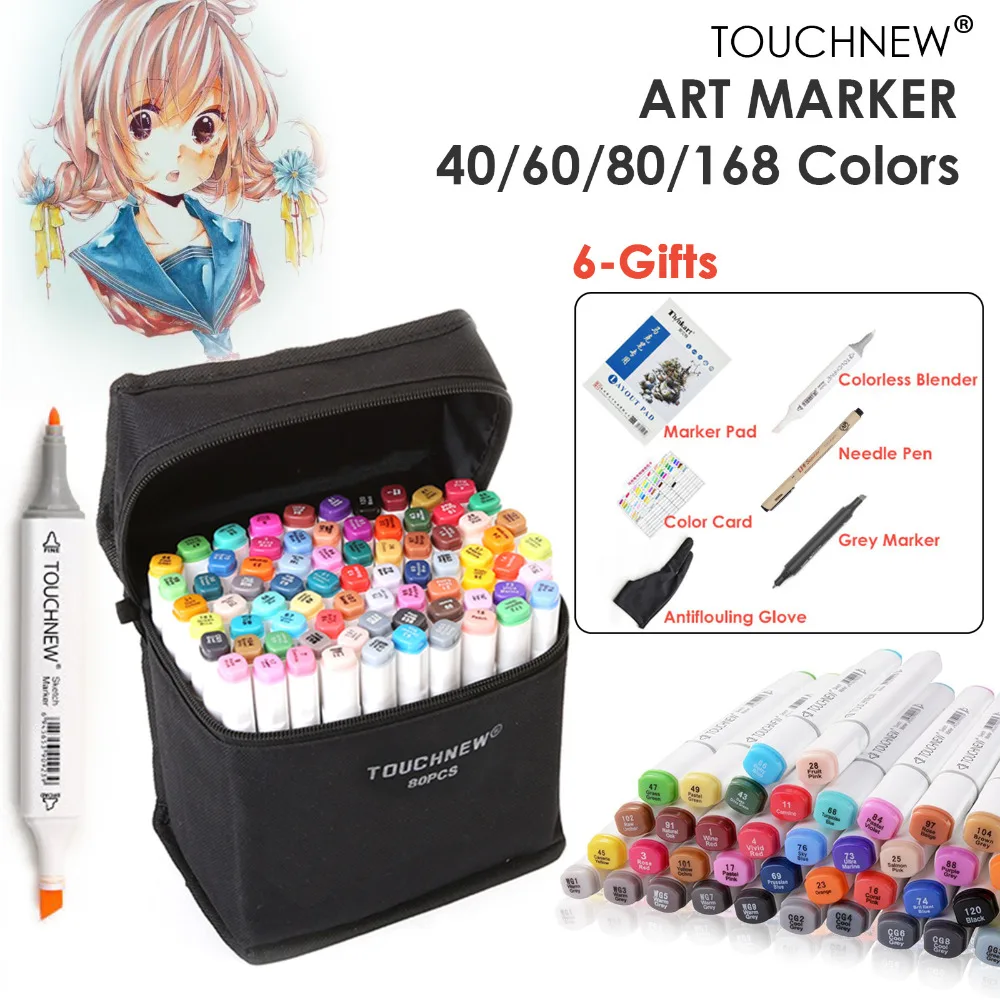 touchnew 40 60 80 168 color marker pen set sketch paint touchnew color chart