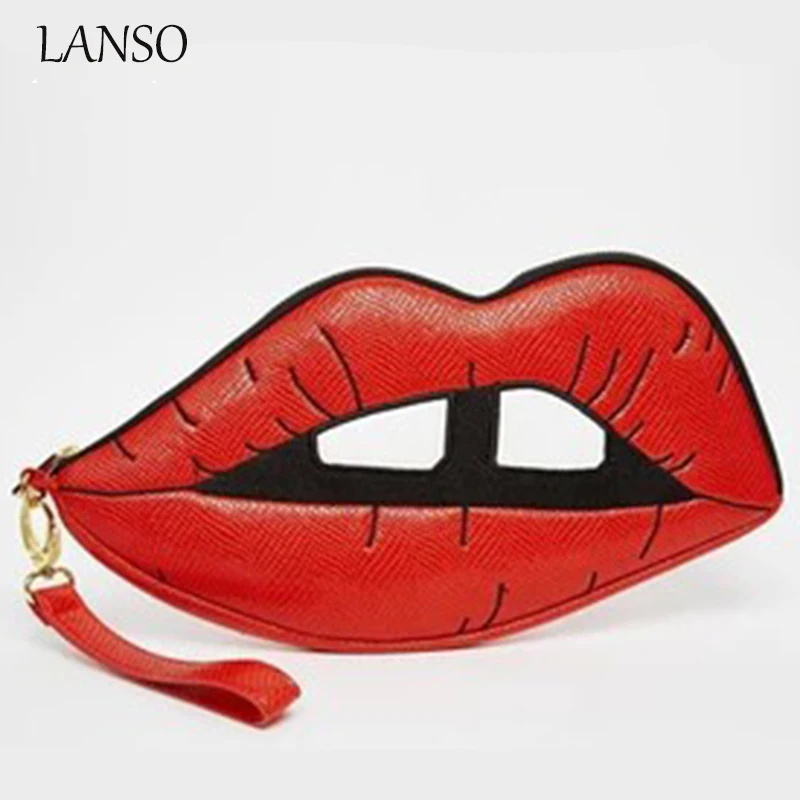Sexy Women Lip Day Clutches Big Kiss Mouth Party Bag Unique T Hot