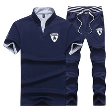 Summer Men's Sets Stand Collar T Shirts+pants Two Pieces Sets 4xl Tracksuit Male 2019 Casual Tshirt Gyms Fitness trousers men Summer Men's Sets Stand Collar T Shirts+pants Two Pieces Sets 4xl Tracksuit Male 2019 Casual Tshirt Gyms Fitness trousers men