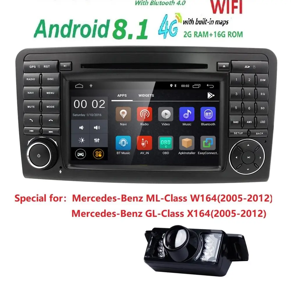 2 din Android 8 1 DVD мультимедиа для Mercedes Benz ML GL CLASS W164 X164 2005 2006 2007 2008 2009 2010 2011
