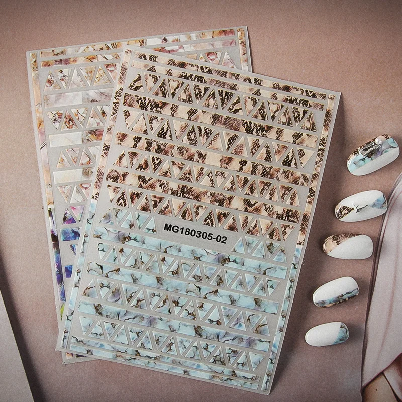 

2pcs/set Snakeskin Nails Stickers 3D Transfer Nail Sticker Marble Stone Manicure Japanese Nail Accessoires for Nail Decorations