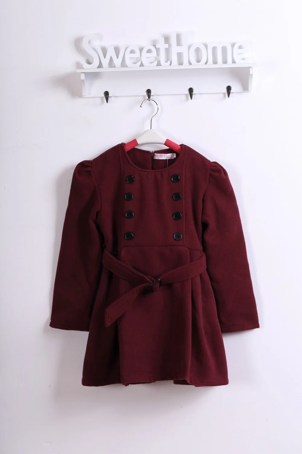 Winter Girls Woolen Dress Girls Warm Cotton A letter Dress Kids Cute Style Comfortable material big Peplum with Dress