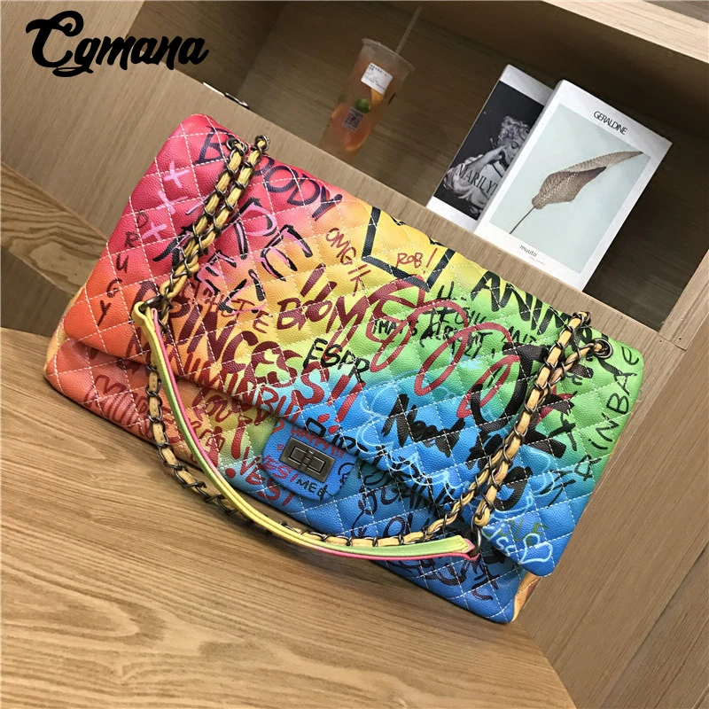 CGmana المرأة حقيبة 2018 جديد اللون الكتابة على الجدران المطبوعة الكتف أكياس كبيرة أزياء حقائب السفر الكبيرة النساء العلامة التجارية الفاخرة سلس... CGmana المرأة حقيبة 2018 جديد اللون الكتابة على الجدران المطبوعة الكتف أكياس كبيرة أزياء حقائب السفر الكبيرة النساء العلامة التجارية الفاخرة سلس...