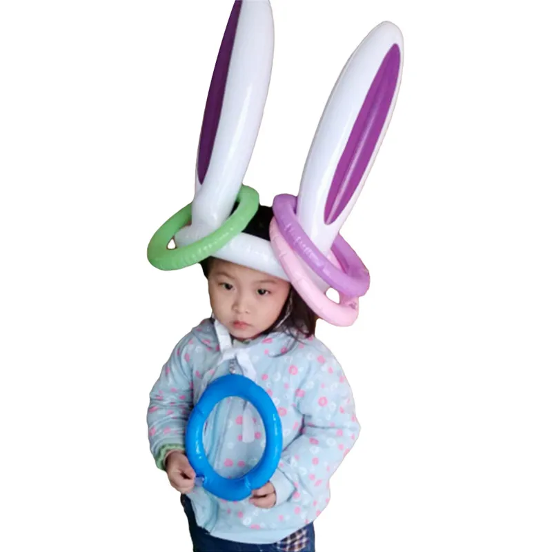 

Pool Inflatable Toys Easter Bunny Ears Rabbit Hat Ring Toss party Game Ferrule Tools Party Decoration Children Outdoor Fun Toys