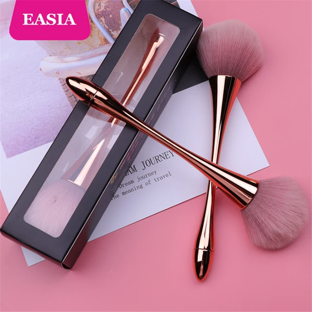 Rosegold فرشاة مسحوق التجميل كثيفة لينة كبيرة استحى فرشاة ل فضفاض مسحوق بودرة مضغوطة المكياج مروحة فرشاة مع مربع