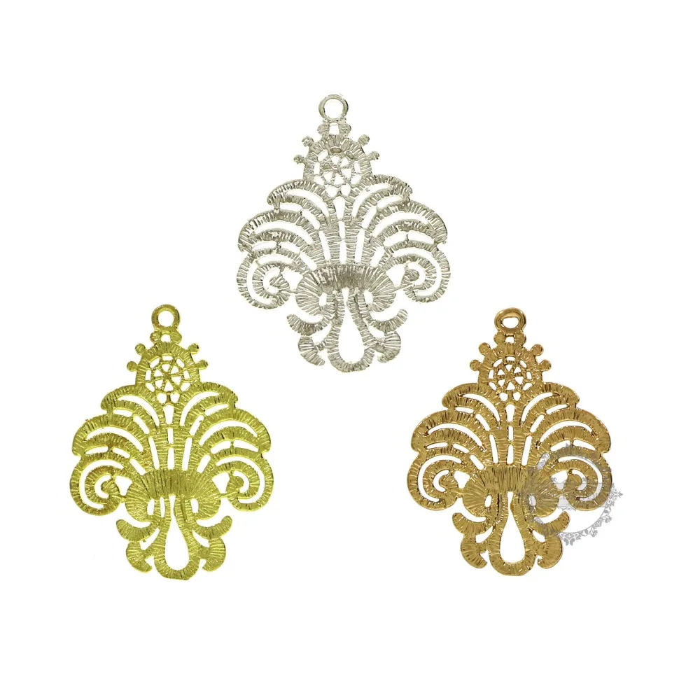 

21x27MM Vintage Style Silver Rose Gold Raw Brass Tone Flower Earrings Chandelier DIY Charm Supplies 1800354