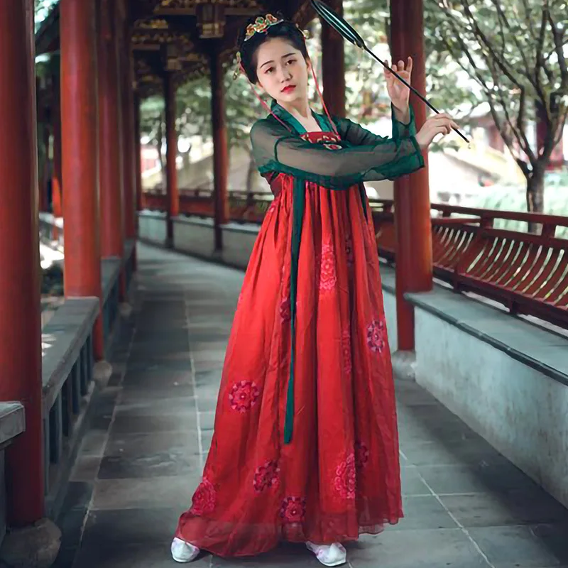 Hanfu Национальный древнекитайский карнавальный костюм фея с длинными рукавами красная одежда женская традиционная китайская одежда для женщин взрослых