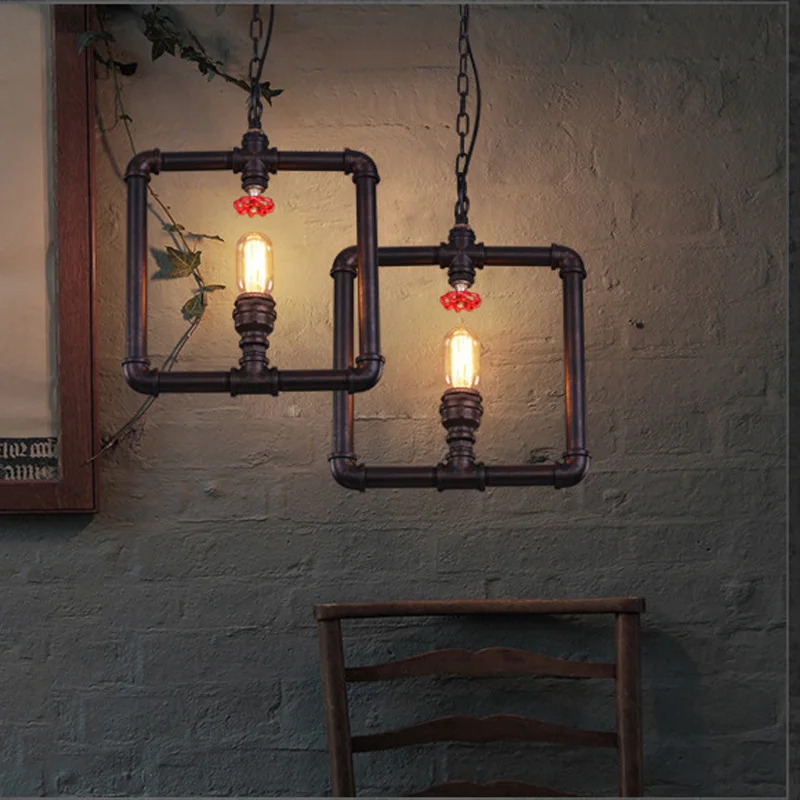

Industry wind loft pendant lamp Iron water pipe lamp restaurant living room beroom office bar club cafe chandelier headlight