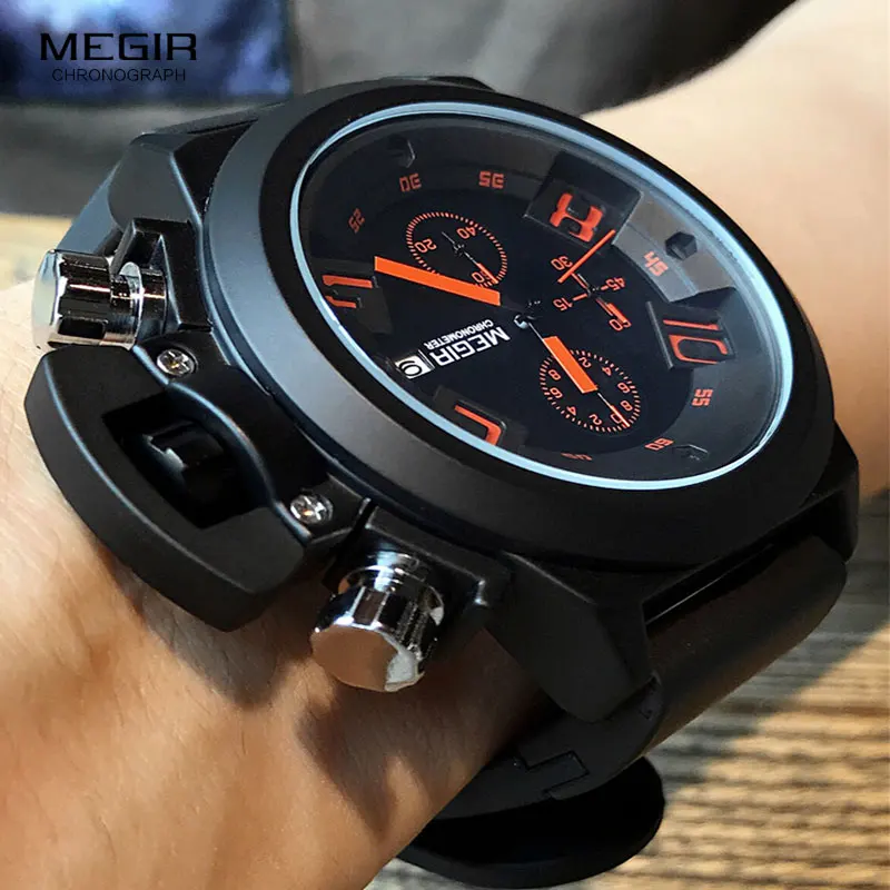 Kopen Megir Originele Horloge Mannen Sport Quartz Mannen Horloges Chronograaf Polshorloge Relogio Tijd Uur Klok Reloj Hombre Heren Horloges