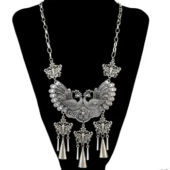 

Gypsy Big Peacock Butterfly Pendant Necklaces for Women Bohemian Oxidized Ethnic Jewelry Vintage Animal Necklace Tribal Indian