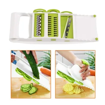 

Multifunctional Vegetable Slicer Cheese Graters Fruit Peeler Kitchen Aid with 5 Interchangeable Blades-Grater Kitchen Tool