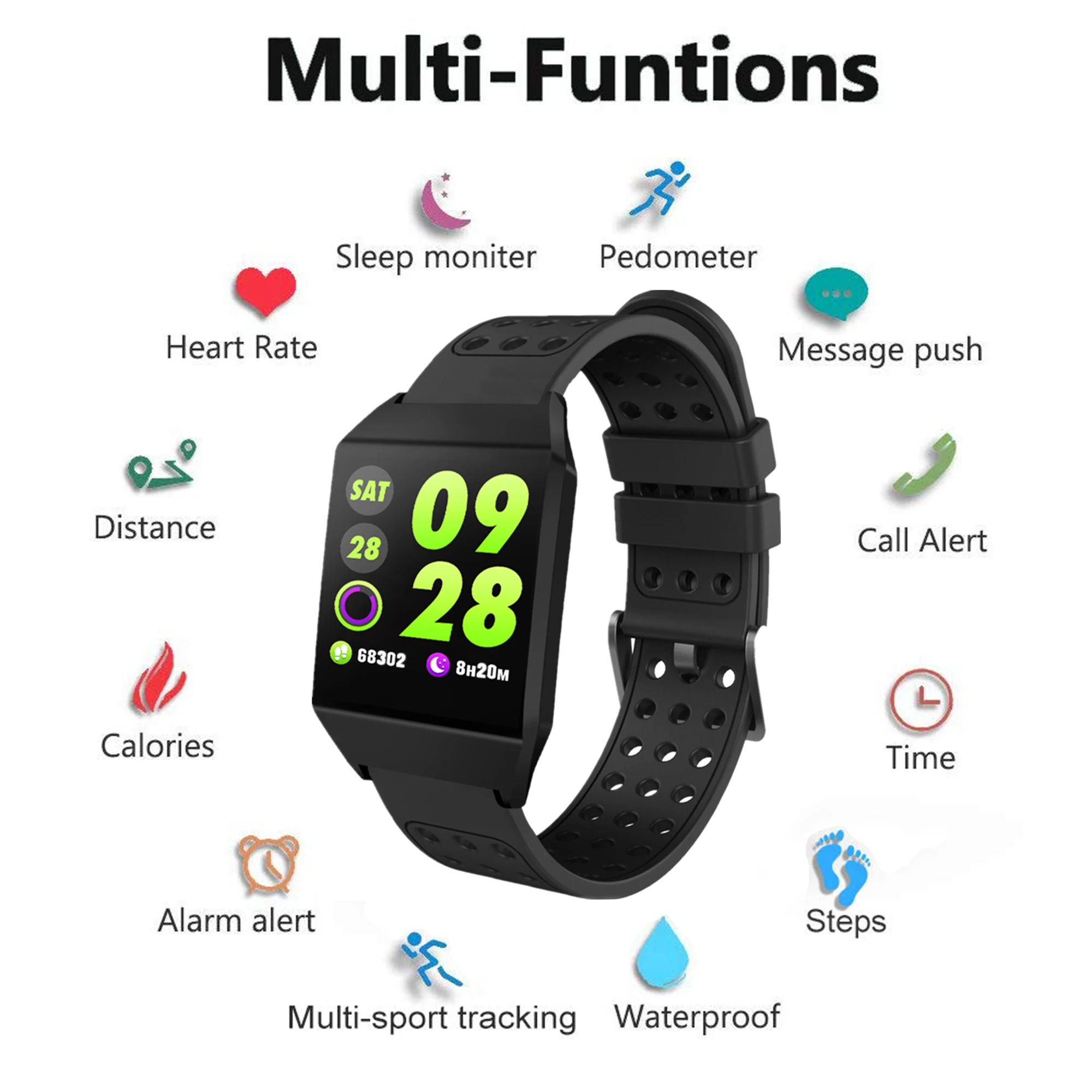 

NEW W1S Smart Watch Men Women 1.3" IPS Color Screen Smartwatch Pedometer Heart Rate Monitor Blood Pressure Wristband Bracelet