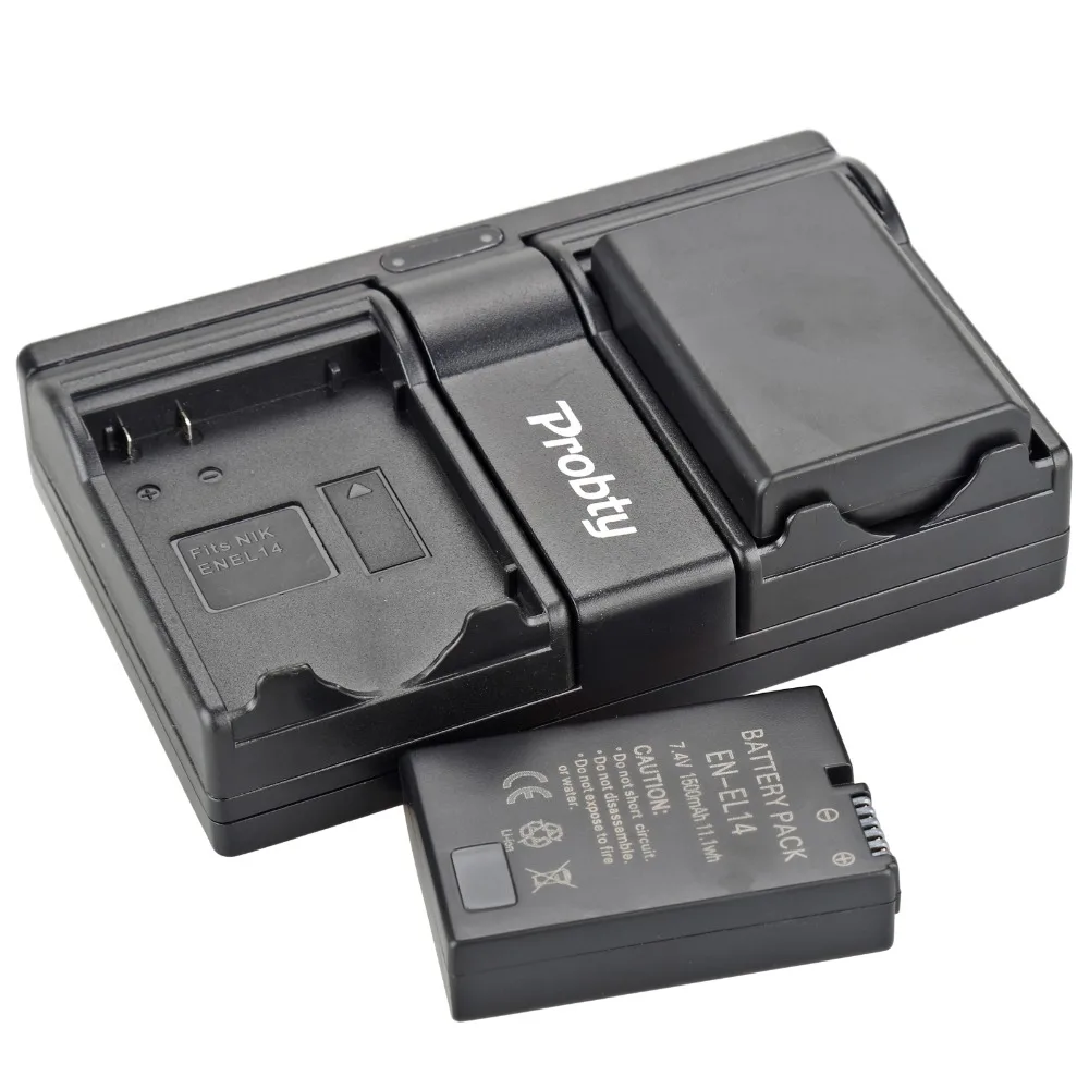Probty 2pcs Enel14 En El14 Camera Battery + Usb Dual Charger For Nikon