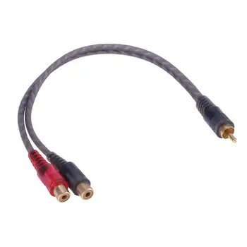 

30cm 2 RCA Male to 1 RCA Female OFC Audio Splitter Cable Audio Converter Adapter Distributor Cord Wire Line For Car Audio System