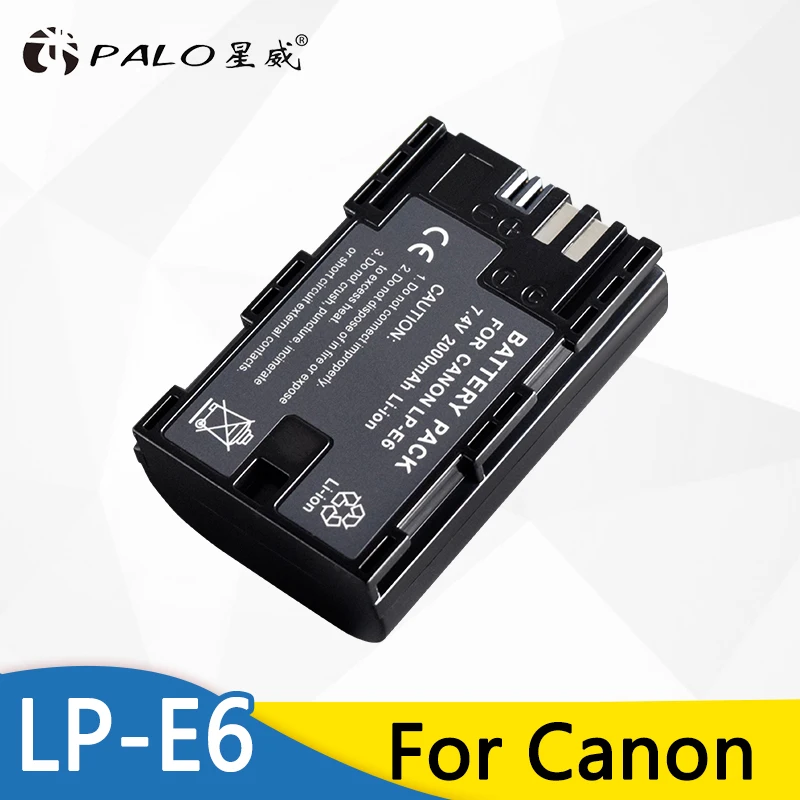 

PALO 1pcs Fully Decoded 2000mAh LP E6 LPE6 Camera Battery for Canon 5D Mark II III 7D 60D EOS 6D , for canon LP-E6 accessories