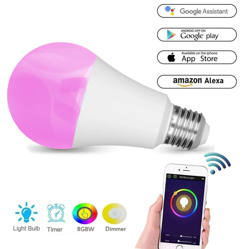 

BoazSmart E27 Led Bulb Wifi Smart Light Voice Control lamp Dimmable Multicolor Wake-up Light Alexa Google Home IFTTT Tuya Smart