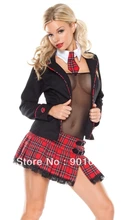 FREE SHIPPING ZT86661 Sexy Academy School Girl Student Uniform Fancy Dress Costume tartan tutu skirt M