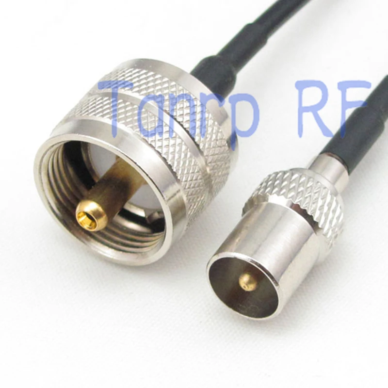 6in TV male plug to UHF PL259 male plug RF connector adapter 15CM