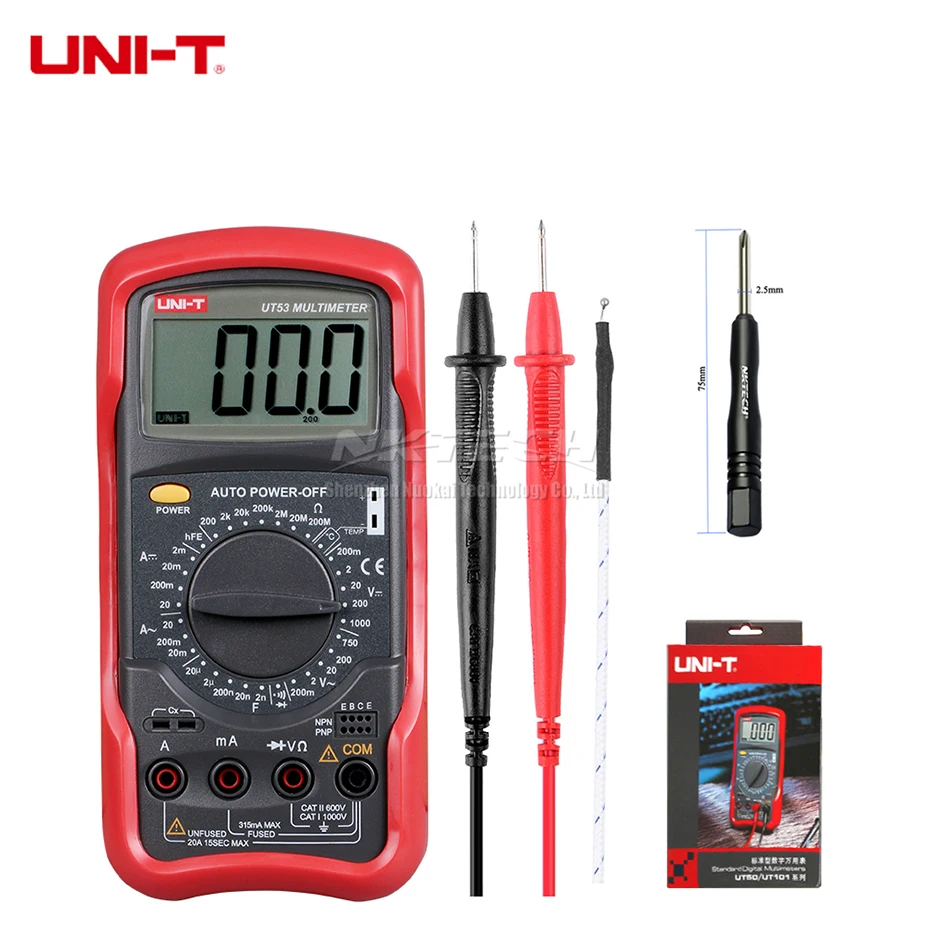 UNI-T Цифровой мультиметр UT51 UT52 UT53 UT55 UT56 Вольтметр Амперметр Омметр AC DC Вольт переменного тока сопротивление постоянной ёмкости, универсальный конденсатор частоты - Цвет: UT53 Temperature