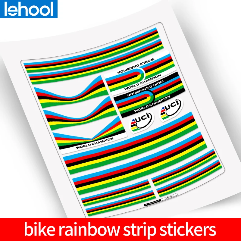 

bike World Championship Rainbow stickers Rainbow Strips Set UCI bike Frame Road Bicycle Decorative Decals Accessories Decals