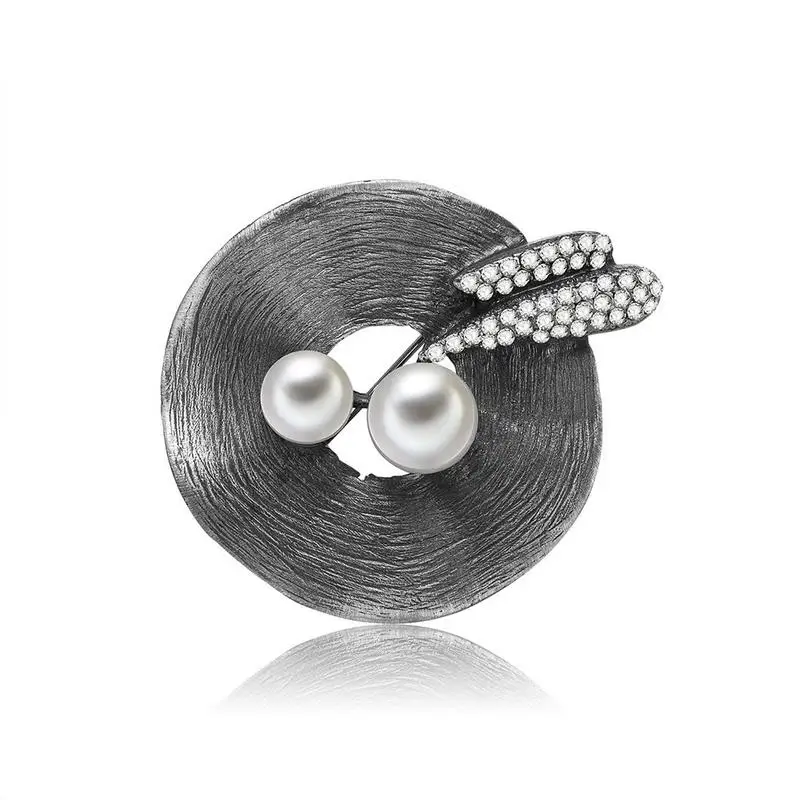 

Retro Vintage Style Clothes Fashion Jewelry Decoration Round Shape Pearl Rhinestone Women's Wedding Pin Coat Dress Brooch Gifts
