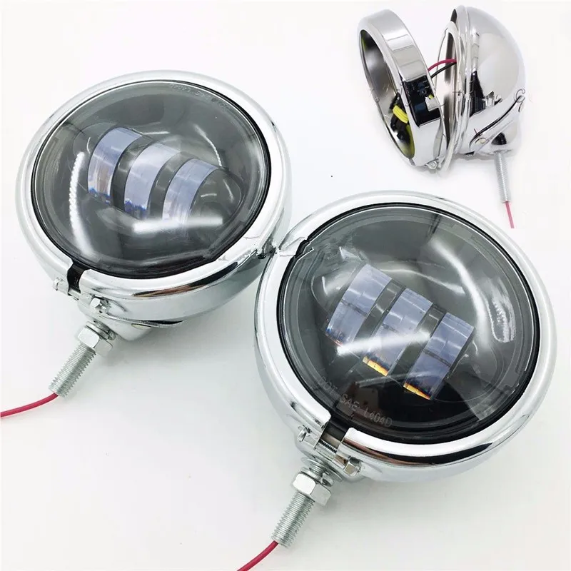 Chrome Запчасти 4-1/" Motorsiklet LED вспомогательный туман ближний свет с 4,5" Корпус ведро для Harley electra скольжение Bad Boy