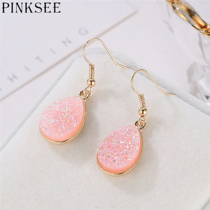 PINKSEE Candy Color Waterdrop Dangle Earrings Fashion Jewelry for Women Christmas Party