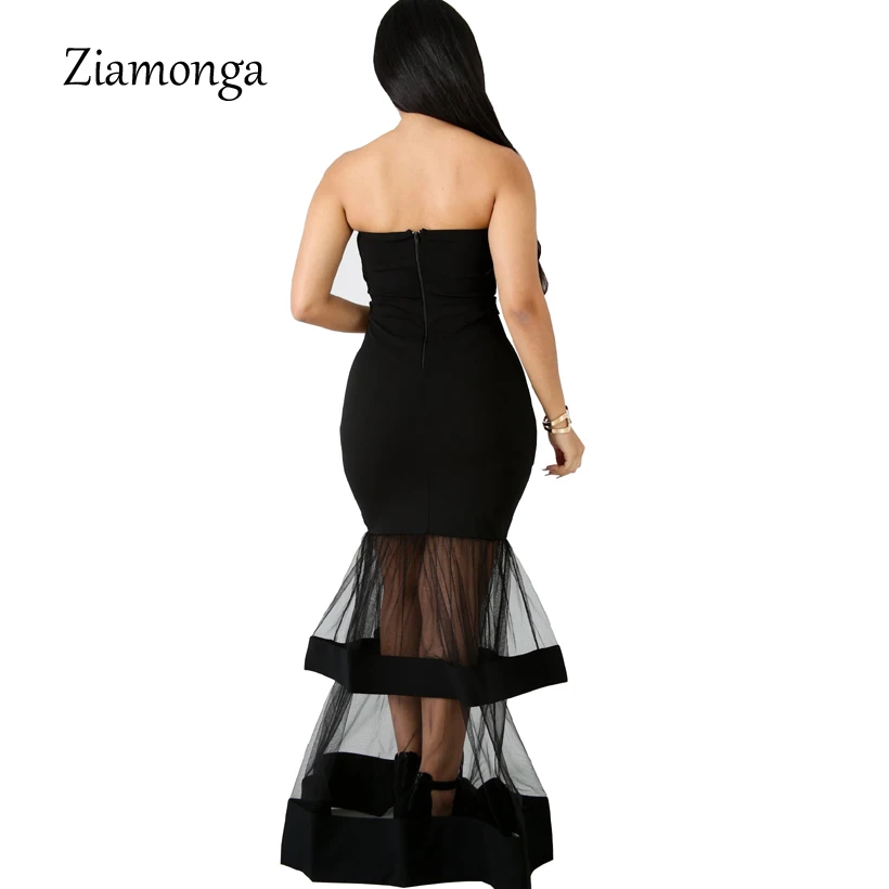 Ziamonga Vestido Longo Robe Femme Ete сексуальное длинное платье макси с открытыми плечами пляжное летнее женское Сетчатое Клубное вечернее платье