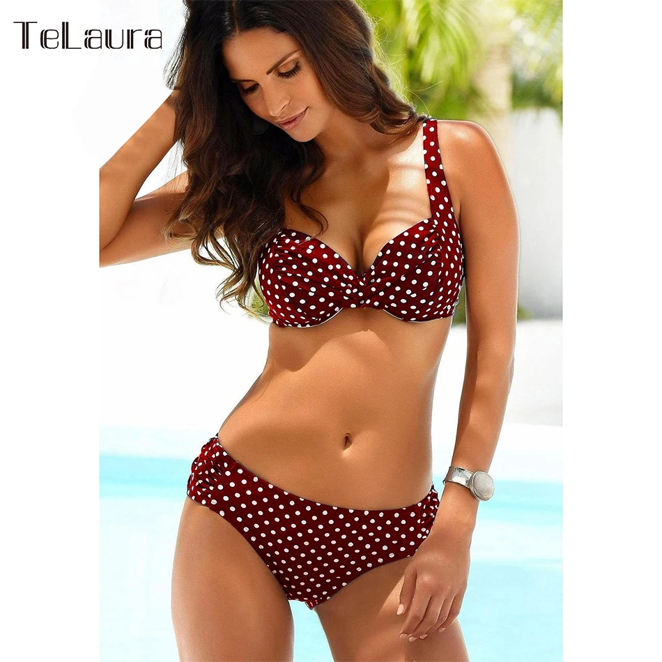 Conjunto de Bikini 2019 Push Up traje de baño de mujer Retro traje de baño de talla grande sólido Bikini Vintage mujeres Biquini traje de baño M-XXXL