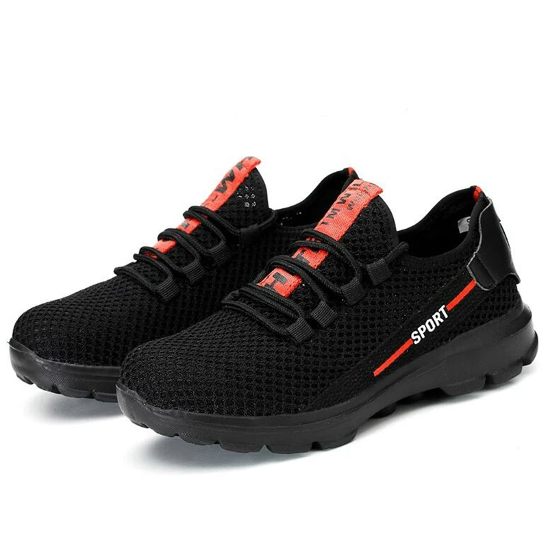 

mens casual breathable large size steel toe covers work safety shoes anti-pierce platform security boots protection footwear man
