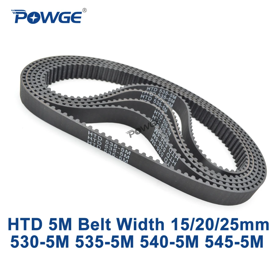 POWGE HTD 5M Timing belt C=530/535/540/545 width 15/20/25mm Teeth 106 107 108 109 HTD5M synchronous Belt 530-5M 535-5M 540-5M