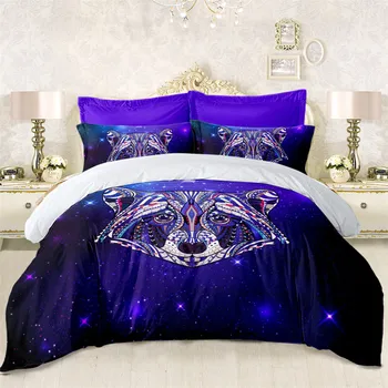 

Cute Bear Print Bedding Set Colorful Animal Patchwork Duvet Cover King Queen Bed Cover Pillowcase White Purple Bedclothes D40