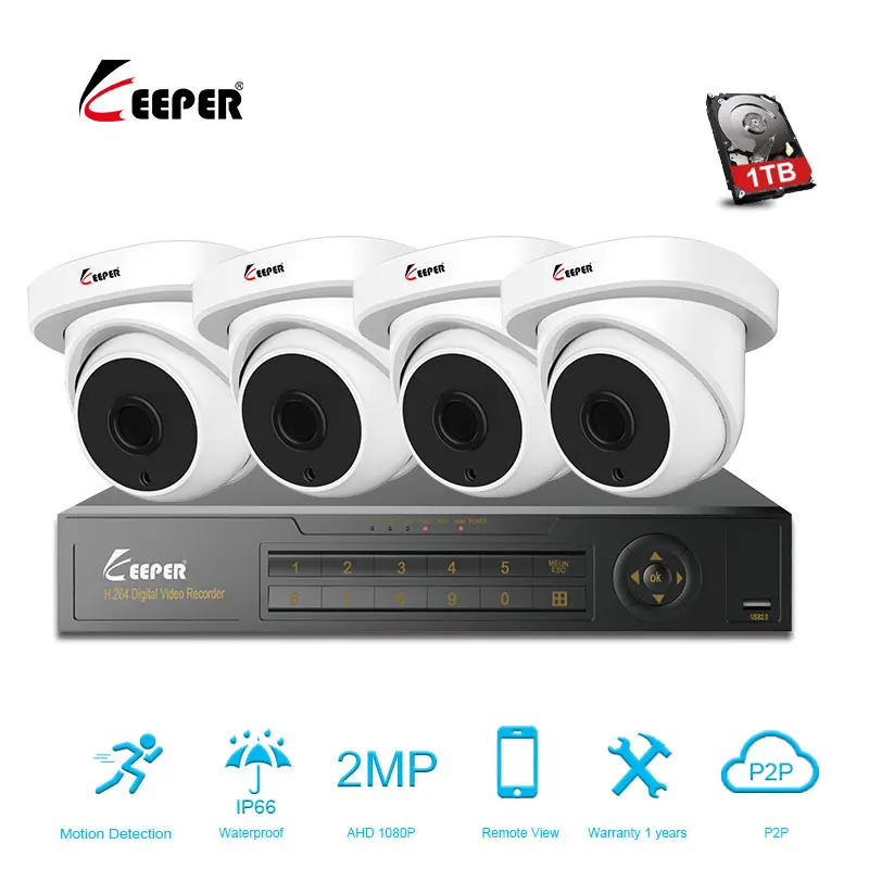 Система видеонаблюдения Keeper 4 канала AHD DVR 2 Мп 1080P IP66|Система наблюдения| |