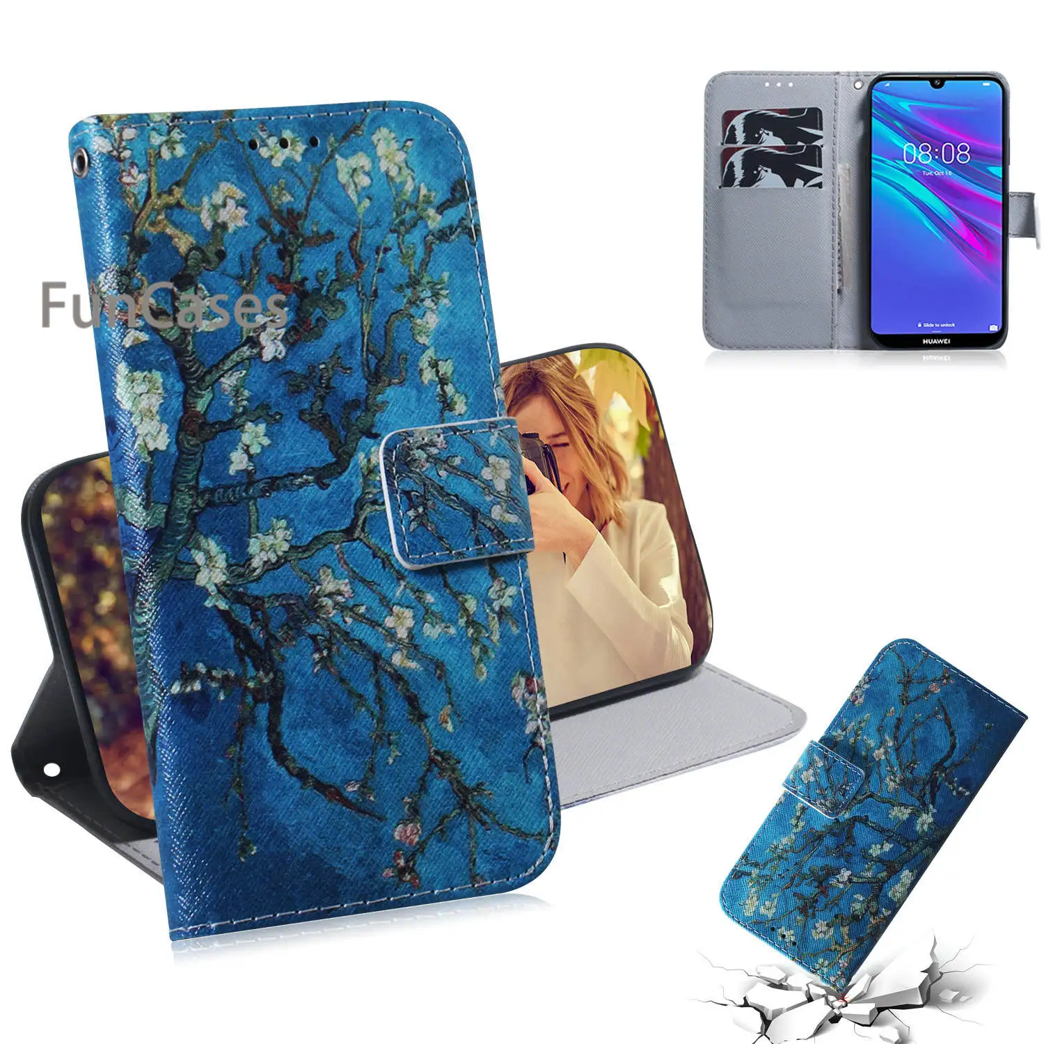 8A Phone Accesories untuk Telefon Huawei Y6 2019 Hewan Peliharaan Csse Kulit PU Tas Telepon S Seluler Huawei Armor Kehormatan 8A case Ponsel