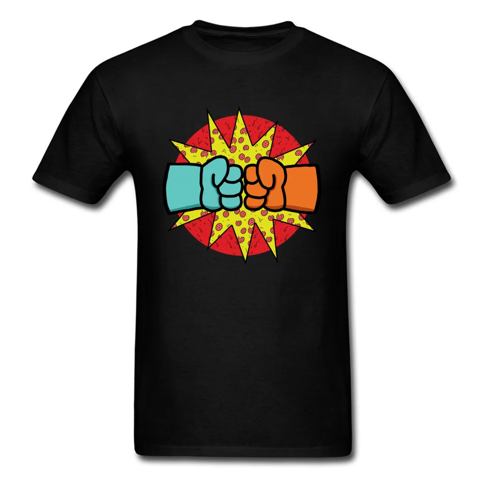 Pizza Fists No Crust Crew Neck T Shirt Summer Autumn Tops Tees Short Sleeve Hot Sale 100% Cotton Leisure T Shirts Funny Men Pizza Fists No Crust black