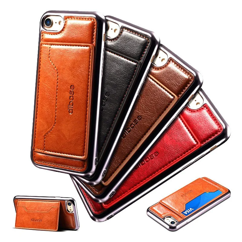 Luxury Business Card Holder Leather Phone Case for iPhone 7 8