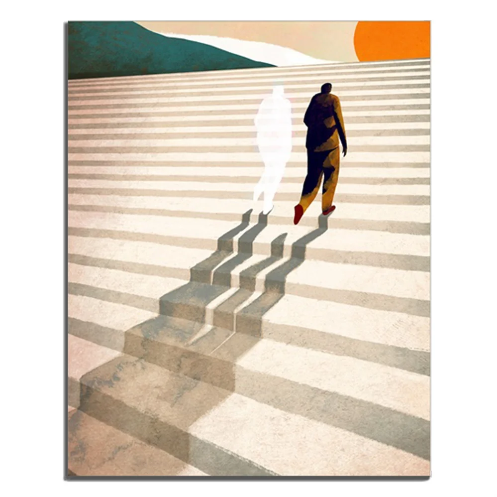 

Step People Back View Graffiti Sun Modern Canvas Wall Artwork For Home Decor Store Bedroom Living Room Decoration No Frame