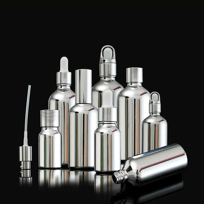 silver glass bottles