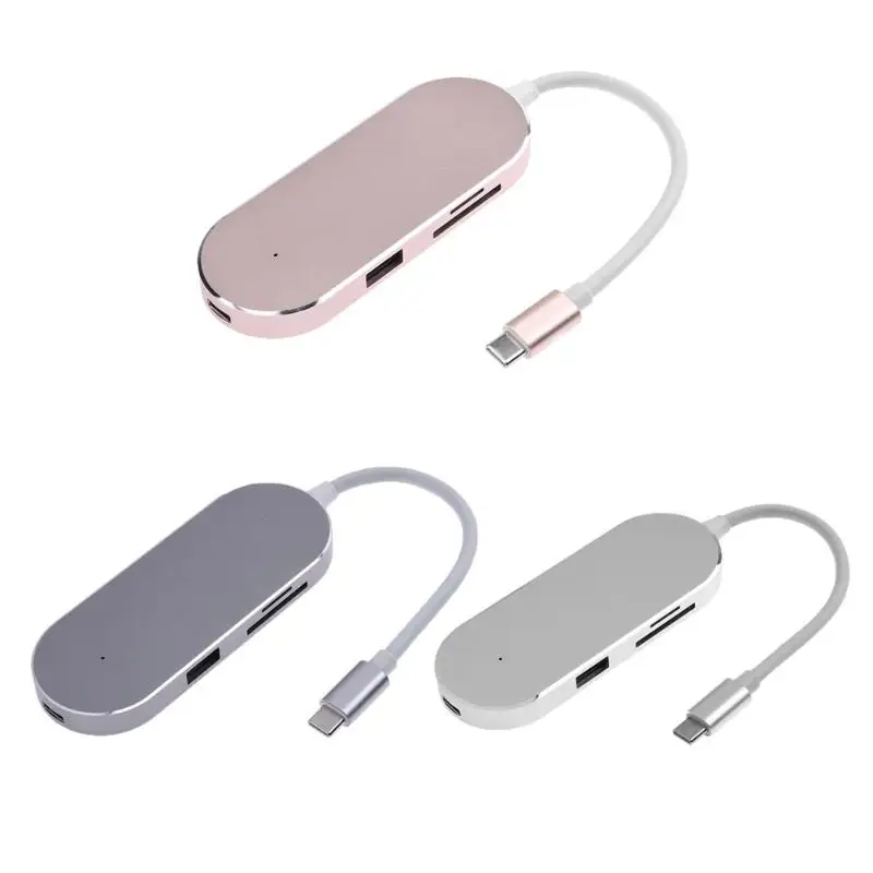 

Multifunctional Type-C USB 3.1 to HDMI 2 USB3.0 + Type-C Port Extender HUB Reader for TF Card for MacBook Silver/ Gold/ Grey