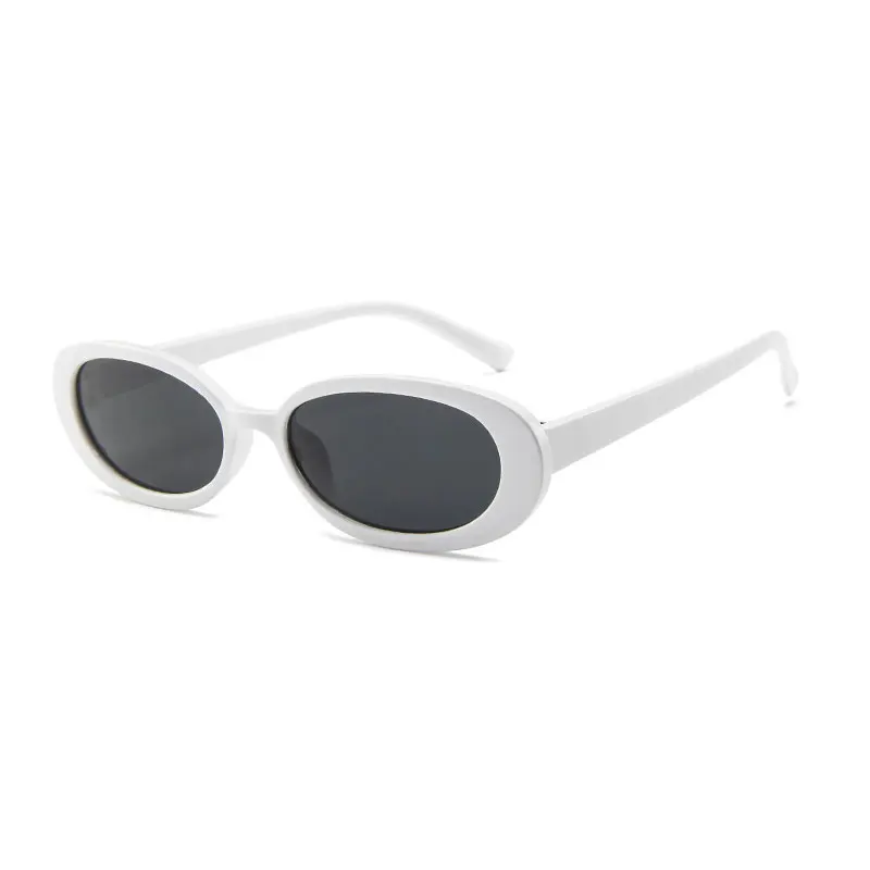 Роскошные маленькие овальные солнцезащитные очки для девушек, модные плоские солнечные очки для женщин, фирменный дизайн, Ретро стиль, солнцезащитные очки для женщин s - Цвет линз: white