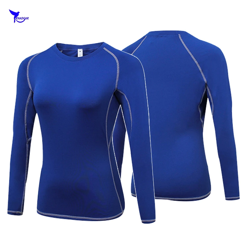 

2019 New women compression long sleeve running t shirts gym fitness elastic clothes quick dry base layer jogging yoga sportswear
