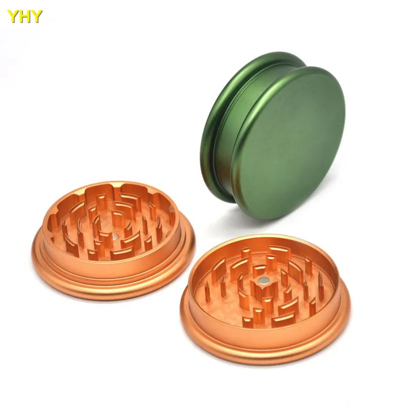 Aircraft Aluminium Grinder 2 Layers 53mm High Grade Herb Spice Crusher Tobacco Metal Grinder Green Purple Gold03