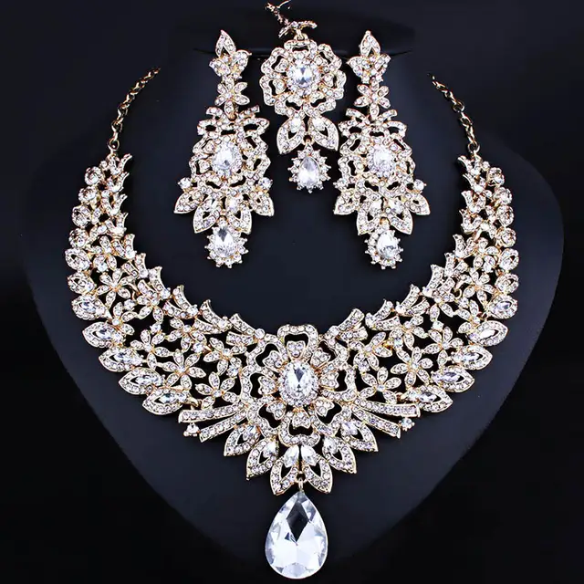 Farlena Wedding Jewelry Classic Indian Bridal Necklace Earrings
