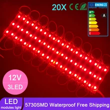 20 шт 5730 SMD 3 светодиодный осветительный модуль водонепроницаемый супер яркий светодиодный модуль знак светодиодный свет 12 В белый теплый белый/синий/красный цвет